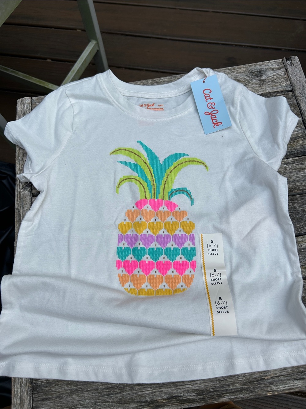 Cat & Jack White Pineapple Tee with Multicolor Graphic